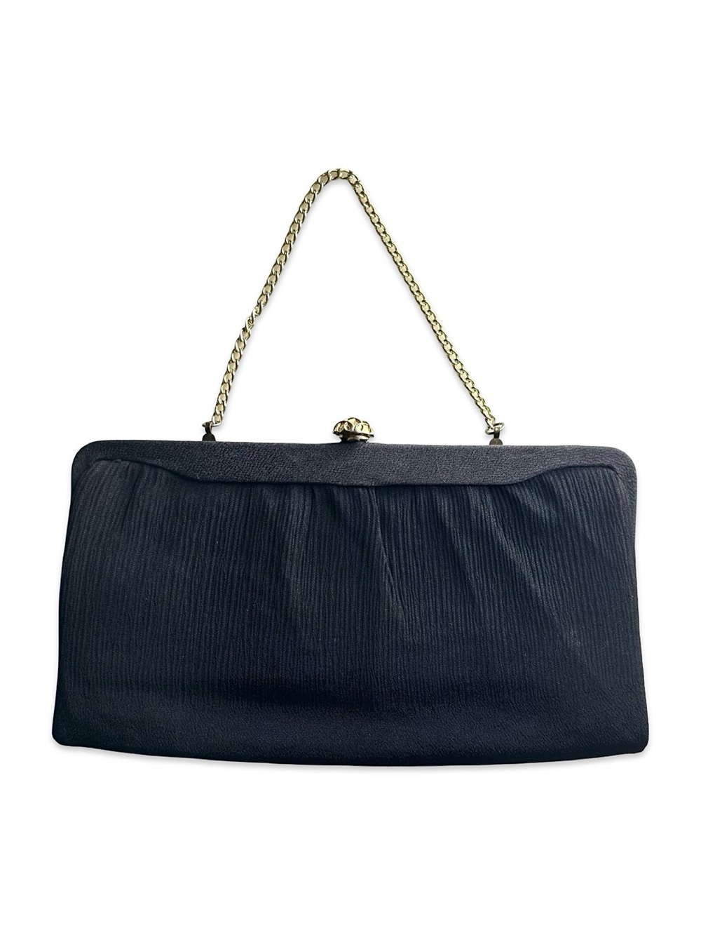 1960’s Kiss-lock Black Evening Purse - Vintage Cocktail Bag